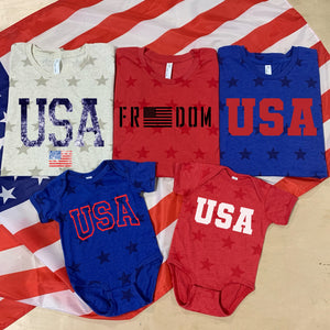 USA Full Fill - Red Puff Print