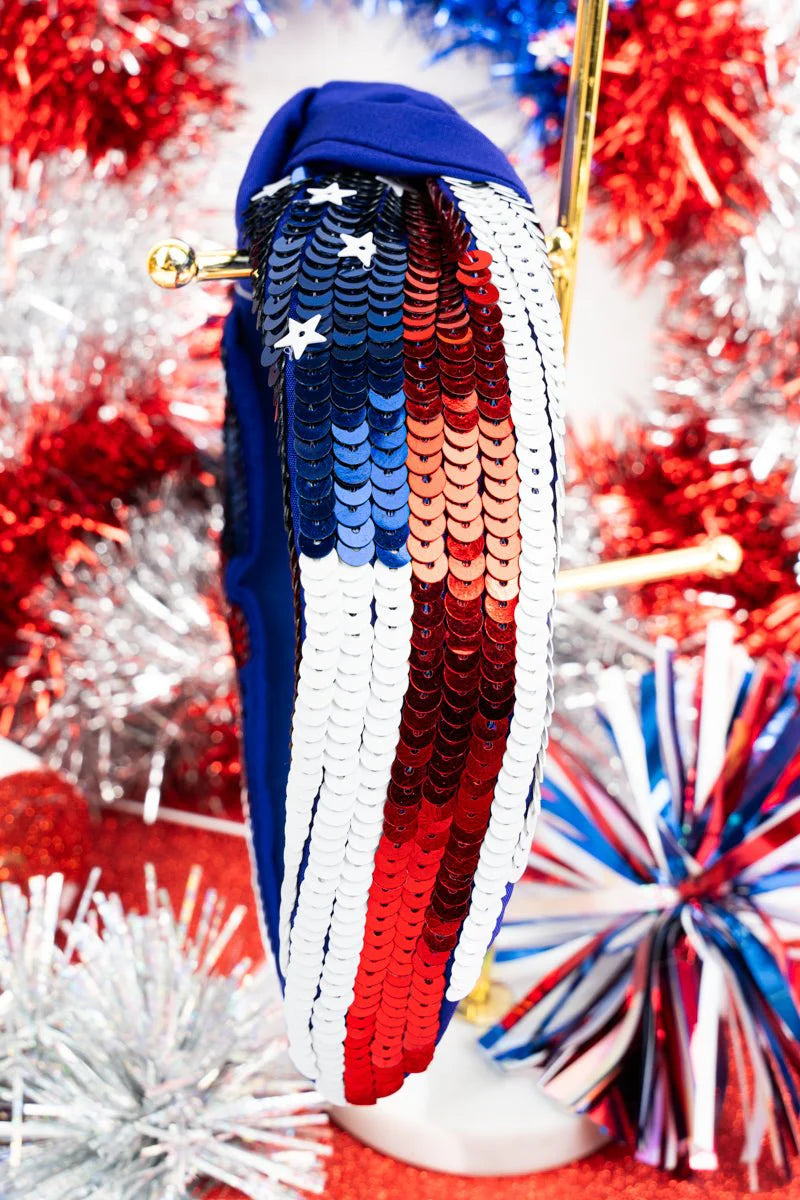 PATRIOTIC SEQUIN KNOTTED HEADBAND