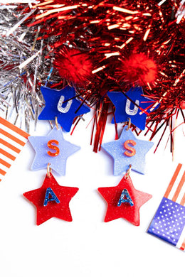 USA STARS ACRYLIC EARRINGS