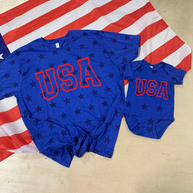 USA Outline - Red Puff Print