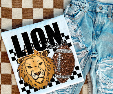 Lion Pride w/ Sequin Print Football & Checkered Background