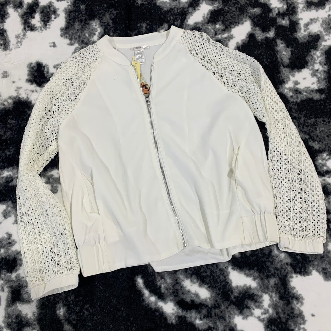 328 - Cream Lace Bomber Jacket - Size L