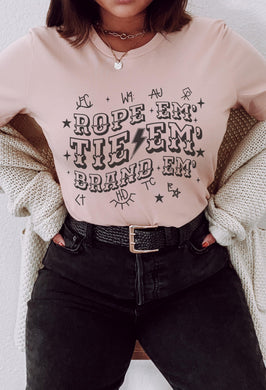 Rope em' Tie em' Brand em' - Black Ink (On Front)