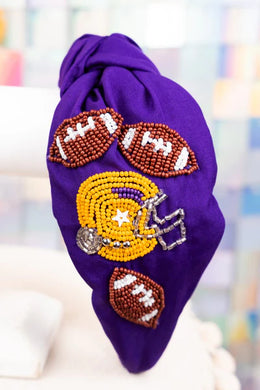 Football & Helmet Headband - Purple / Gold