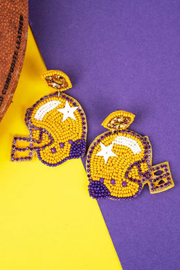 Helmet Earrings - Purple / Gold