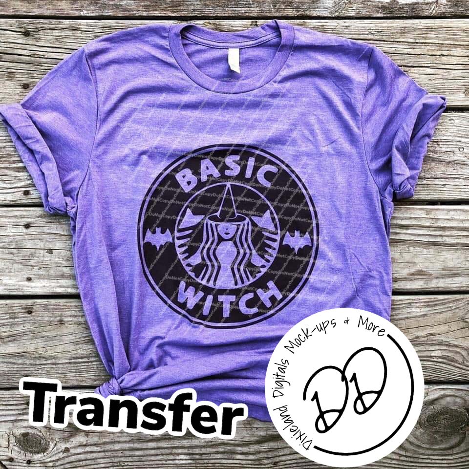 Basic Witch - Black Ink - Screen Print Transfer - Sublimation Transfer - DIY - Graphic Tee