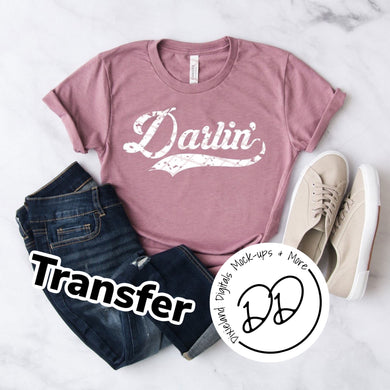 Darlin' - White Ink - Screen Print Transfer - DIY - Graphic Tee