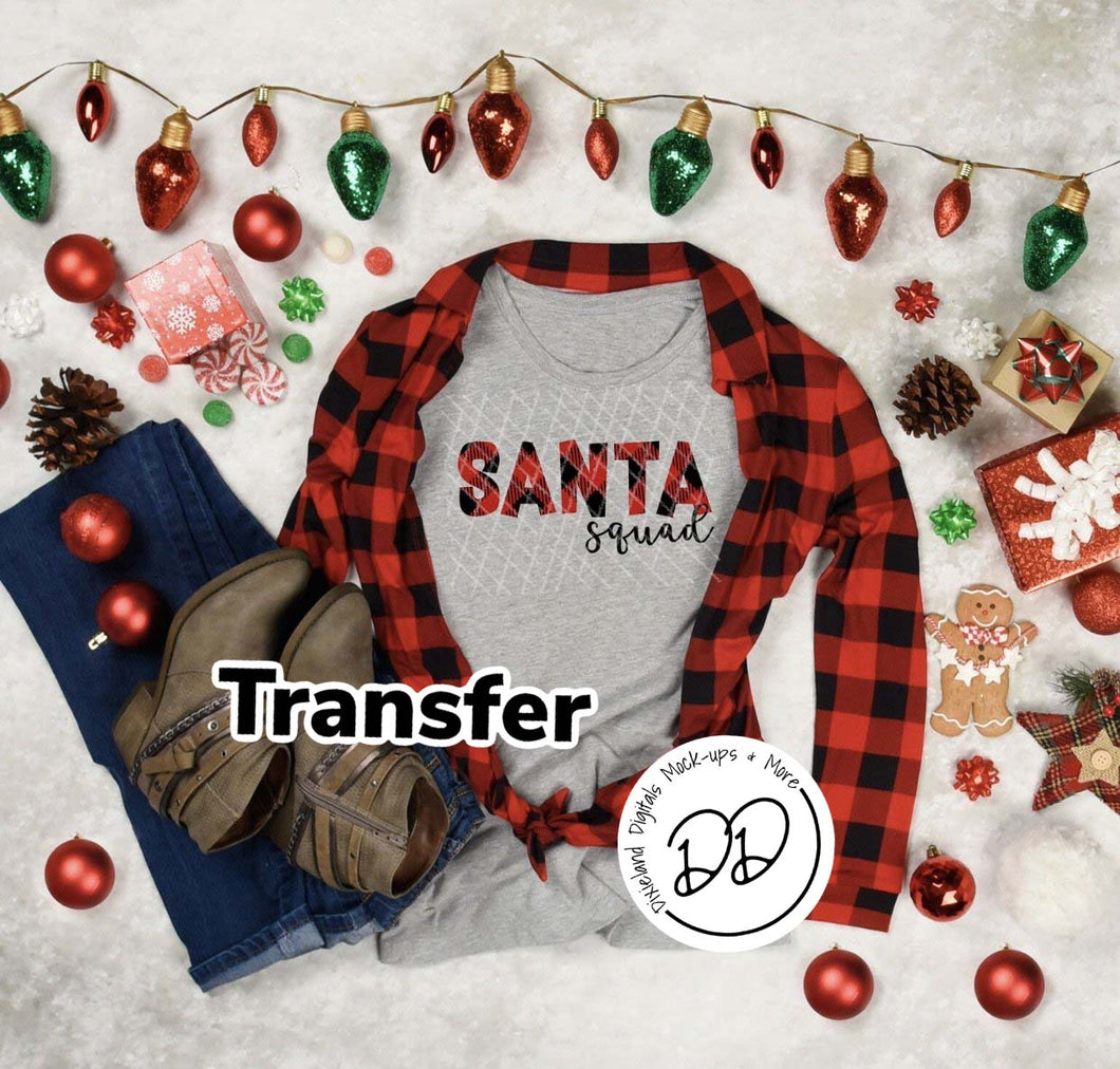 Santa Squad Plaid - Full Color Ink - Screen Print Transfer - Sublimation Transfer - DIY - Graphic Tee