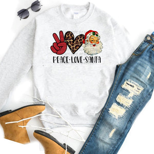 Peace Love Santa w/ Glitter & Leopard