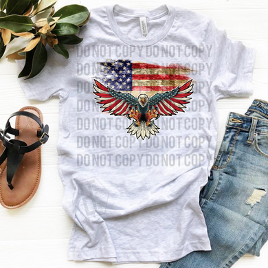 American Eagle/Distressed Flag - Ash Grey