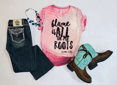 Blame It All On My Roots - Acid Wash Ht. Maroon Tee