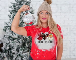 Peace Love Santa w/ Glitter & Leopard