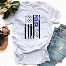 Load image into Gallery viewer, Back The Blue - Distressed Flag w/ Police Heart Beat - 9 Style Options